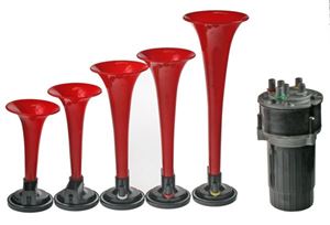 Obrázek z 2-tónová fanfára 295mm, chromová, 12V s kompresorem 