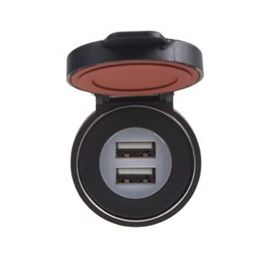 Obrázek z 2x USB ve voděodolém IPX3 pouzdře s magnetickou krytkou 12/24V, 2x2,4A 