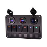 Obrázek Panel s 6x spínači, CL, voltmetr + USB zásuvka, 12/24V