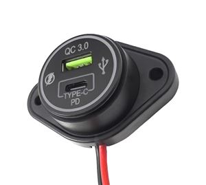 Obrázek z USB QC4.0 + USB-C zásuvka 12/24V, montáž na povrch 