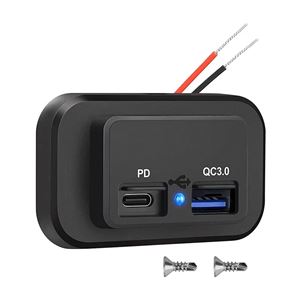 Obrázek z USB QC3.0 + USB-C zásuvka 12/24V, montáž na povrch 