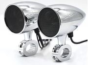 Obrázek Zvukový systém na motocykl, skútr, ATV s  USB, BT, 2 x dálkové ovládání, barva chrom