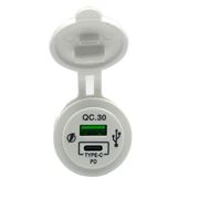 Obrázek USB QC3.0 + USB-C 18W bílá zásuvka 12/24V