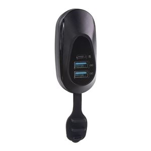 Obrázek z 2x USB QC3.0 + USB-C zásuvka 12/24V, montáž na tyč 