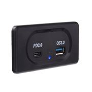 Obrázek USB QC3.0 + USB-C zásuvka 12/24V, montáž na povrch