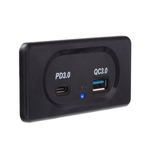 Obrázek z USB QC3.0 + USB-C zásuvka 12/24V, montáž na povrch 