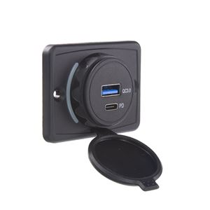 Obrázek z USB QC3.0 + USB-C zásuvka 12/24V, montáž na povrch 