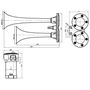 Obrázek z 2-tónová fanfára 225/290 mm, 12V stálý tón s kompresorem 