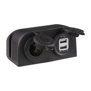Obrázek Dvojitá zásuvka s panelem 1x CL + 2x nabíječka USB voděodolná