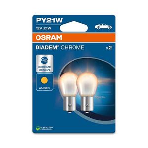 Obrázek z OSRAM 12V PY21W (BAU15S) 12V diadem chrome (2ks) oranžová Duo-blister 