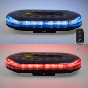 Obrázek z AKU LED rampa modrá/červená, 48xLED, magnet, 328mm, ECE R65 R10 