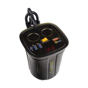 Obrázek z Dvojitá CL zásuvka s 3x USB+voltmetrem do držáku nápojů 