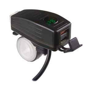 Obrázek z USB/USB-C nabíječka s voltmetrem na motocykl 