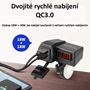 Obrázek z 2x USB nabíječka s voltmetrem na motocykl, zelený displej 