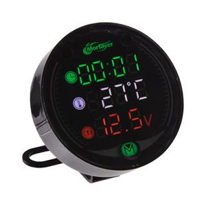 Obrázek z Voltmetr s teploměrem, hodinami a USB nabíječkou na motocykl 