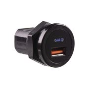 Obrázek USB nabíječka QC3.0 do panelu, kulatá, 12/24V