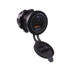 Obrázek z USB nabíječka QC3.0 + USB-C, bílé podsvícení 