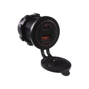 Obrázek z USB nabíječka QC3.0 + USB-C, červené podsvícení 