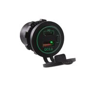 Obrázek USB nabíječka QC3.0 + USB-C, zelené podsvícení