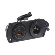 Obrázek Dvojitá zásuvka do panelu 1x CL + 2x nabíječka USB voděodolná