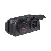 Obrázek Dvojitá zásuvka s panelem 1x CL + 2x nabíječka USB voděodolná