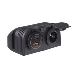 Obrázek z Dvojitá zásuvka s panelem 1x CL + 2x nabíječka USB voděodolná 